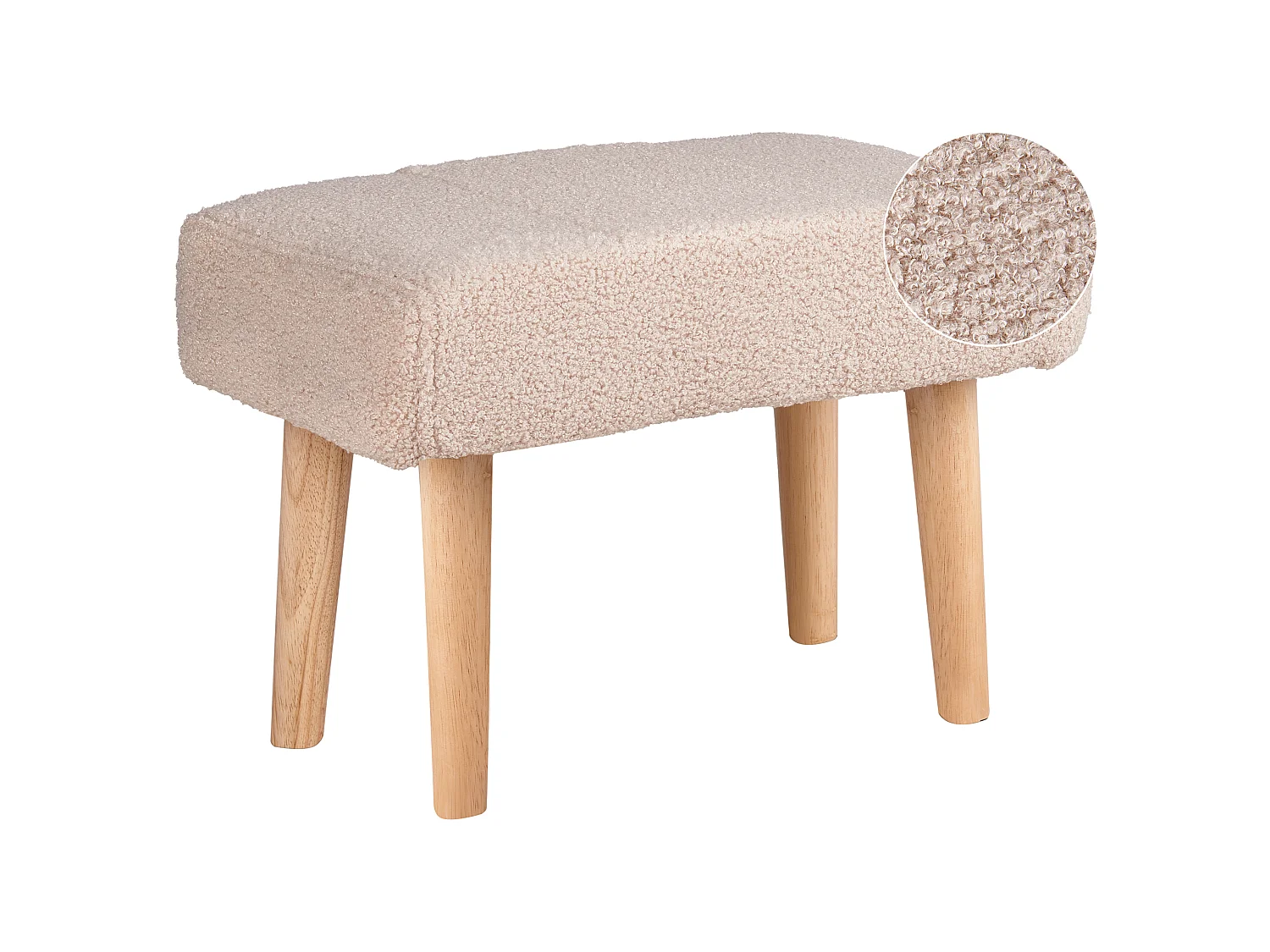 Repose-pied TAKOMA Bouclé Beige clair