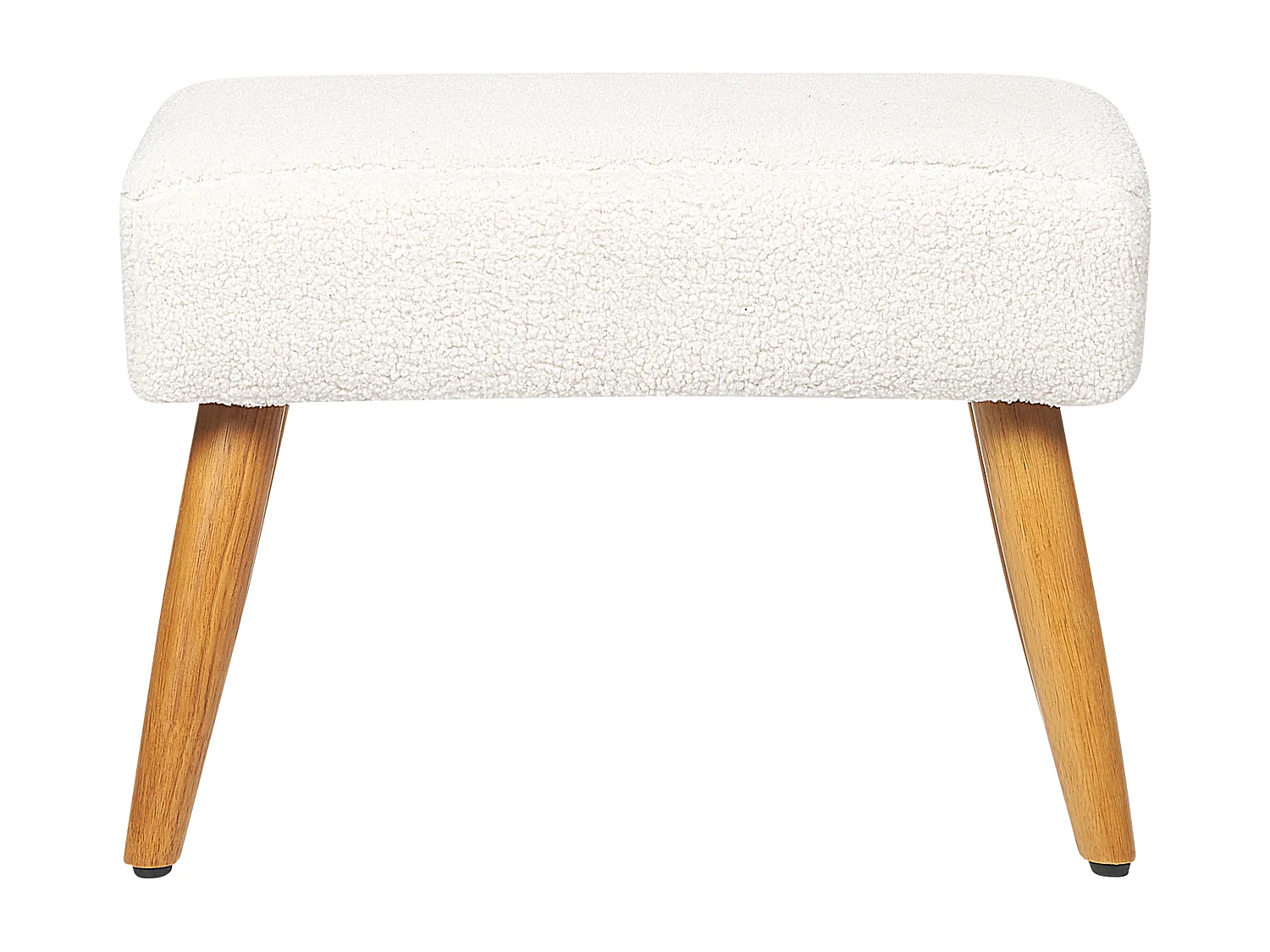 Hocker mit Holzbeinen Bouclé weiß rechteckig Schemel Sitzhocker Modern Takoma