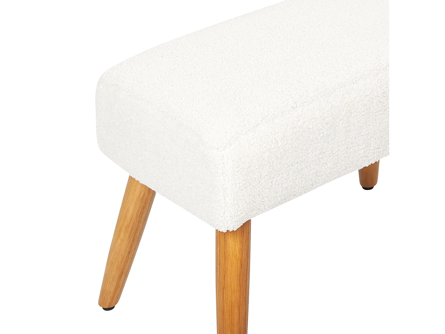 Hocker mit Holzbeinen Bouclé weiß rechteckig Schemel Sitzhocker Modern Takoma