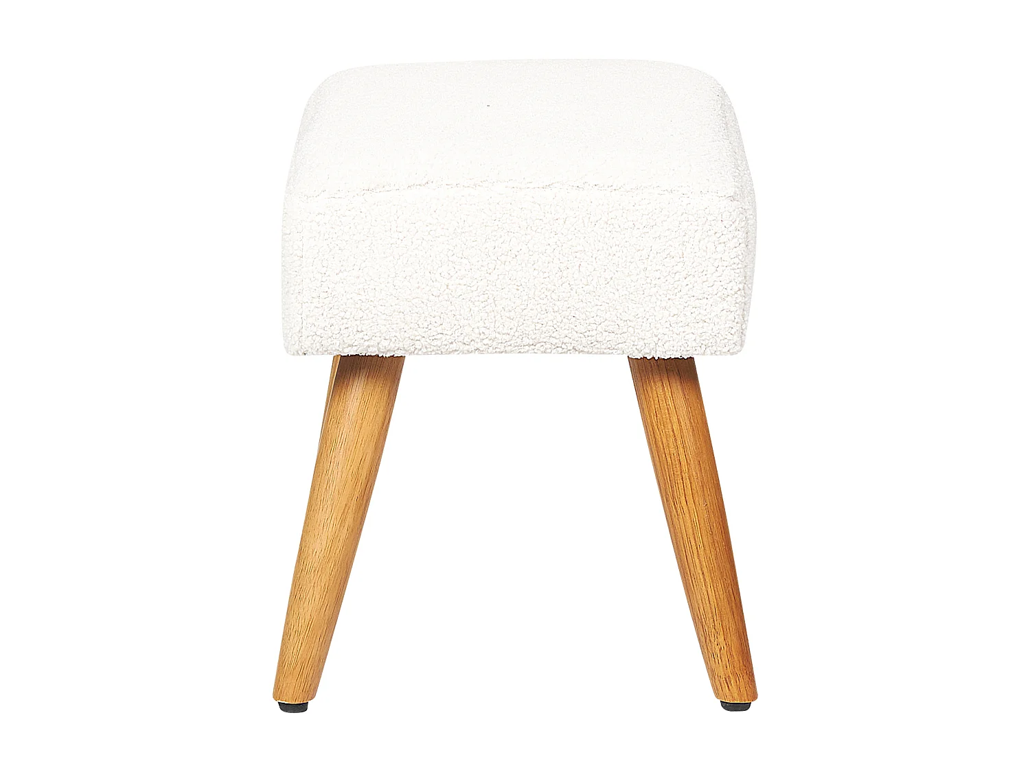 Hocker mit Holzbeinen Bouclé weiß rechteckig Schemel Sitzhocker Modern Takoma