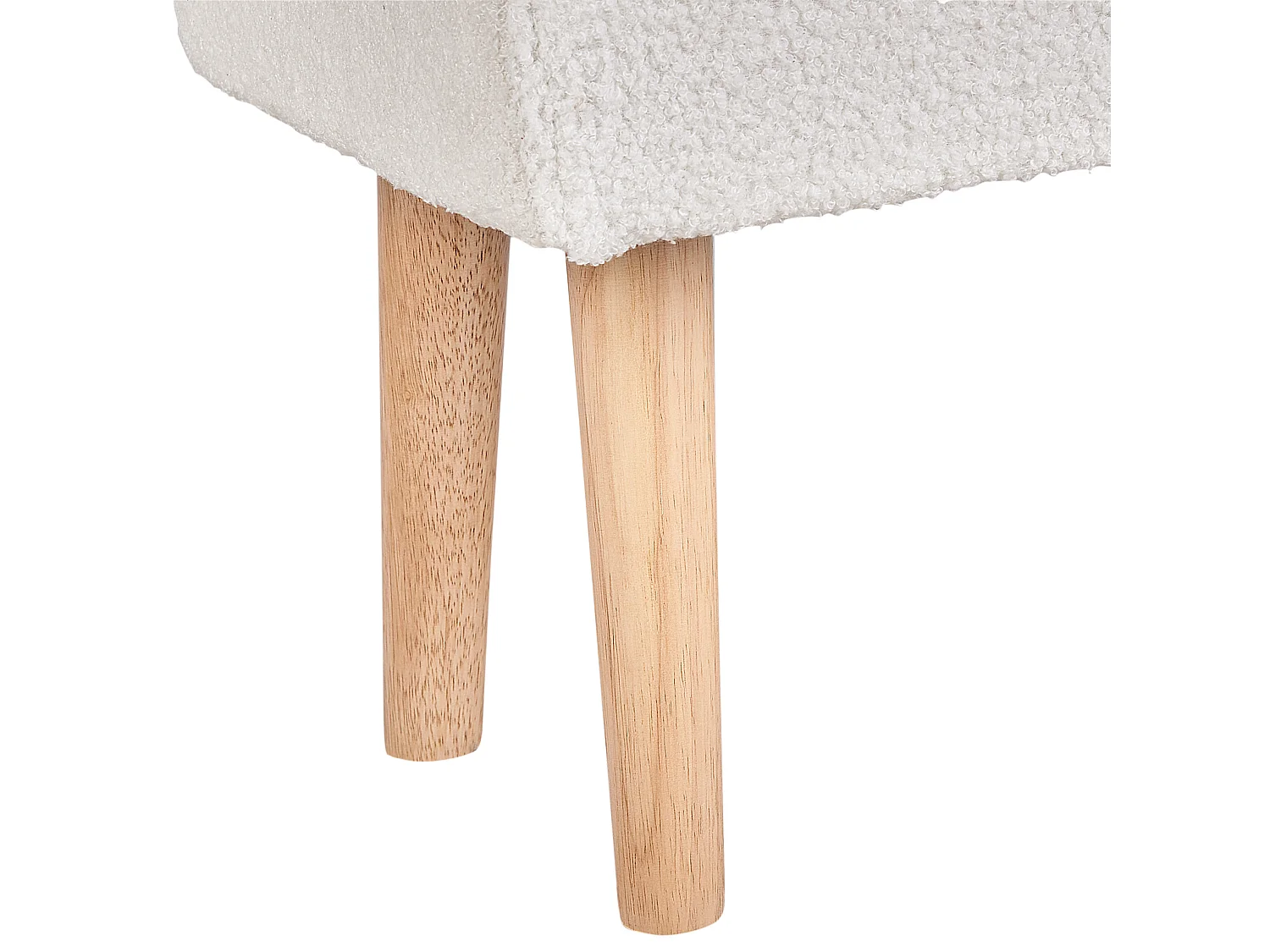 Hocker mit Holzbeinen Bouclé weiß rechteckig Schemel Sitzhocker Modern Takoma