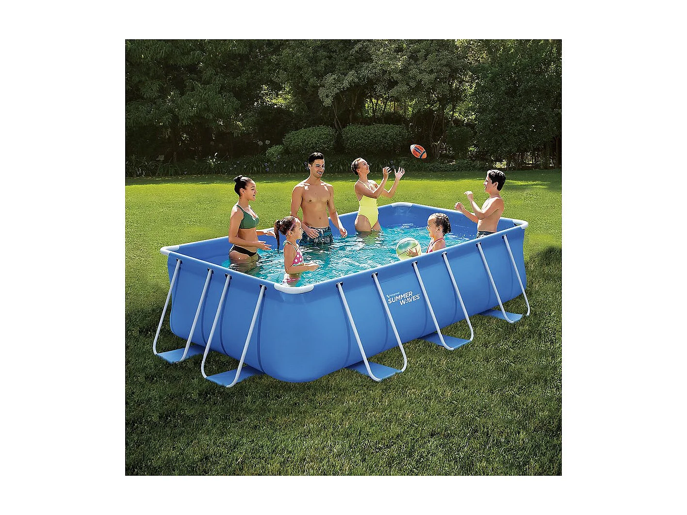 Zwembad rechthoekig opzetzwembad frame tuin- LUDO 1 - 4 x 2 x 1 m - Filtratie met filter cartridge