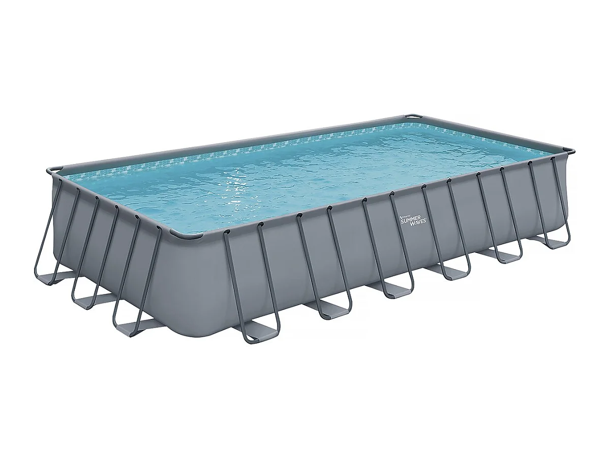 Piscine tubulaire grise - "LUDO 5" - 7.32 x 3.66 x 1.32 m - sans filtration