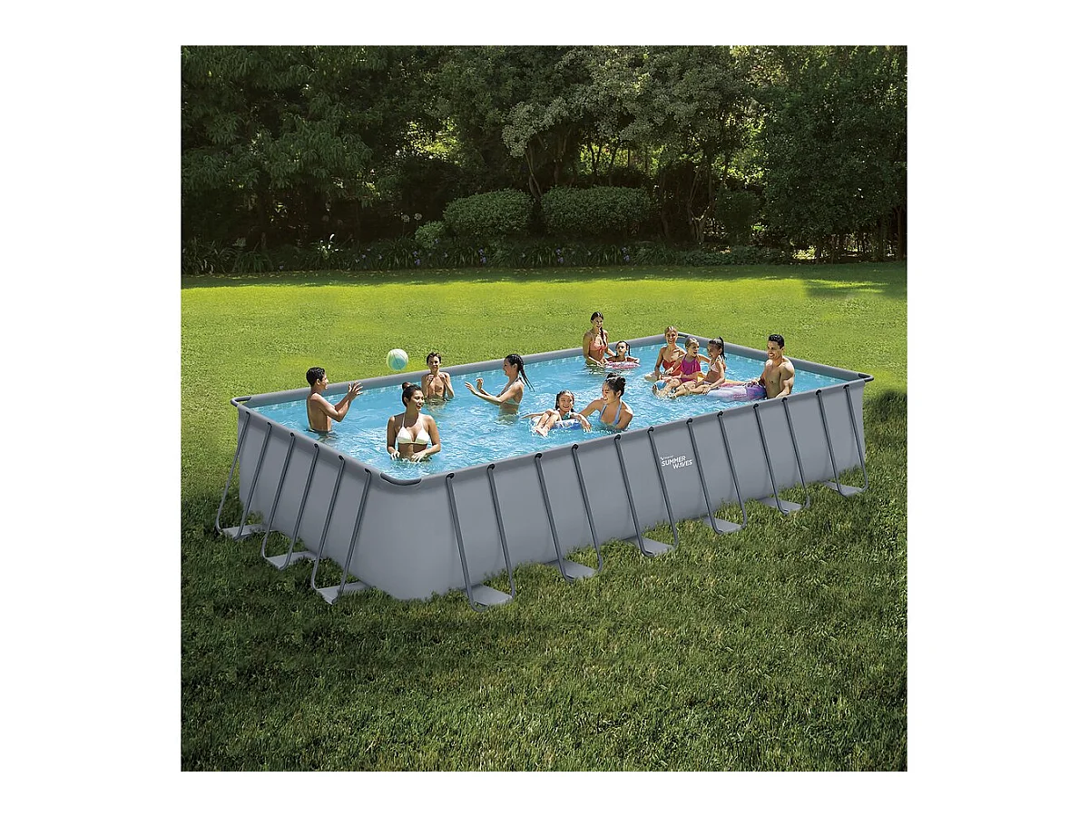 Piscine tubulaire grise - "LUDO 5" - 7.32 x 3.66 x 1.32 m - sans filtration