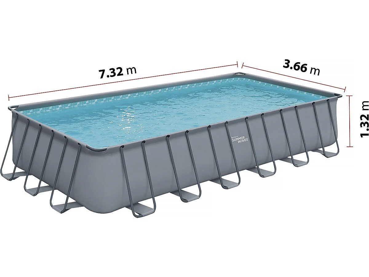 Piscine tubulaire grise - "LUDO 5" - 7.32 x 3.66 x 1.32 m - sans filtration