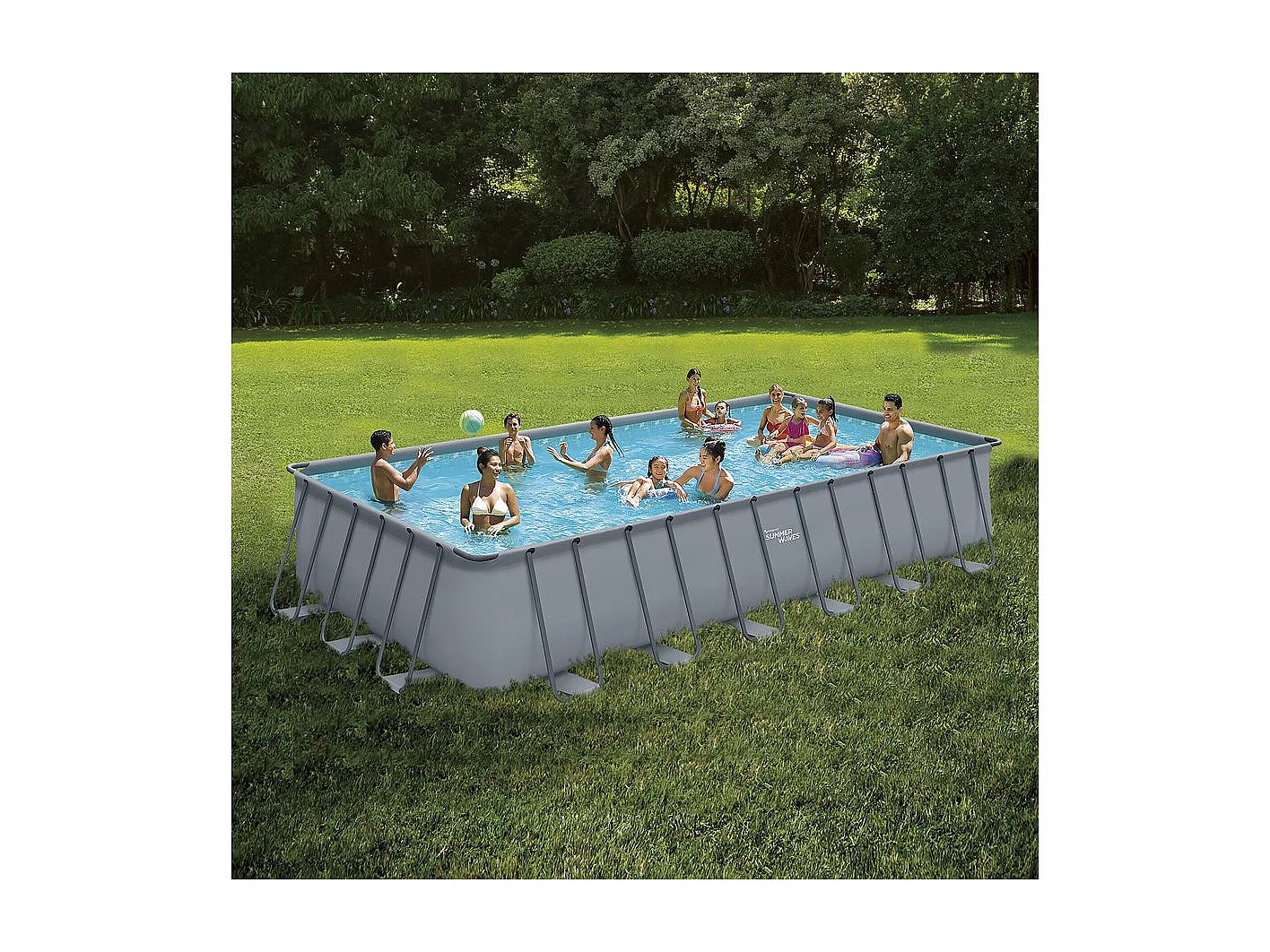 Piscine tubulaire grise - "LUDO 5" - 7.32 x 3.66 x 1.32 m - sans filtration