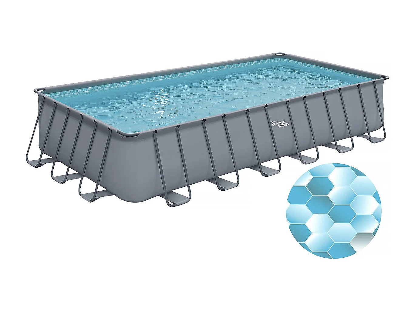 Piscine tubulaire grise - "LUDO 5" - 7.32 x 3.66 x 1.32 m - sans filtration