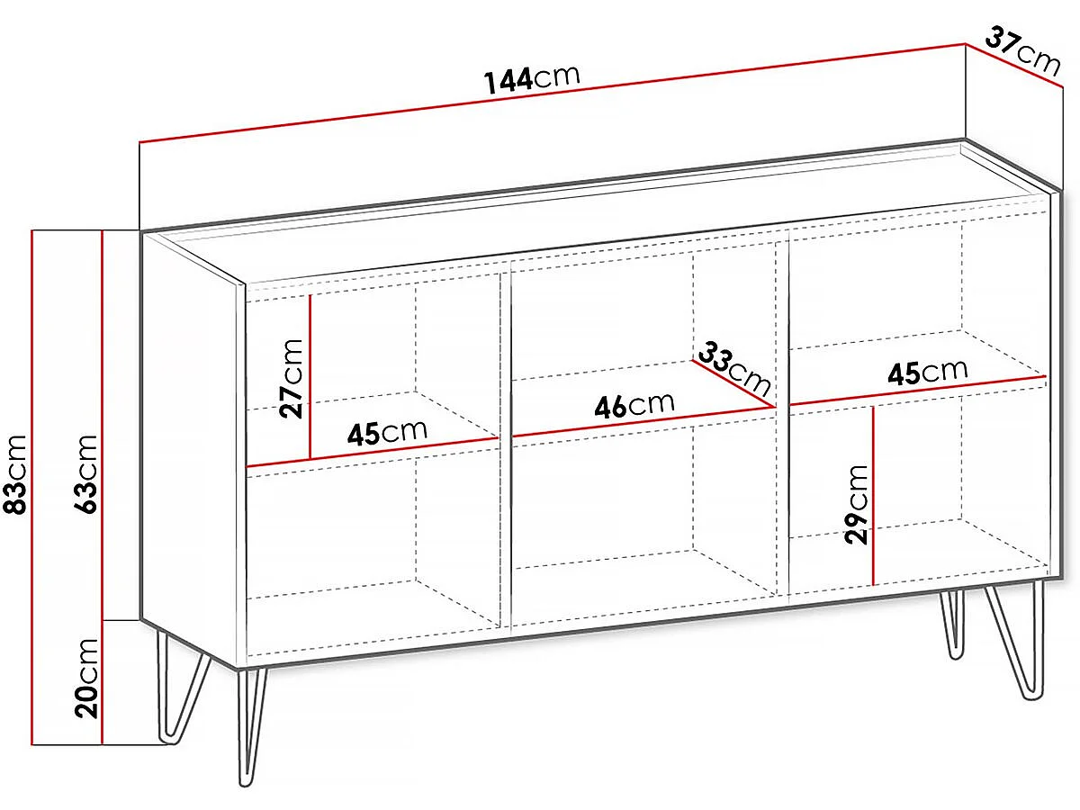 Buffet "Karine" - 3 portes - Noir