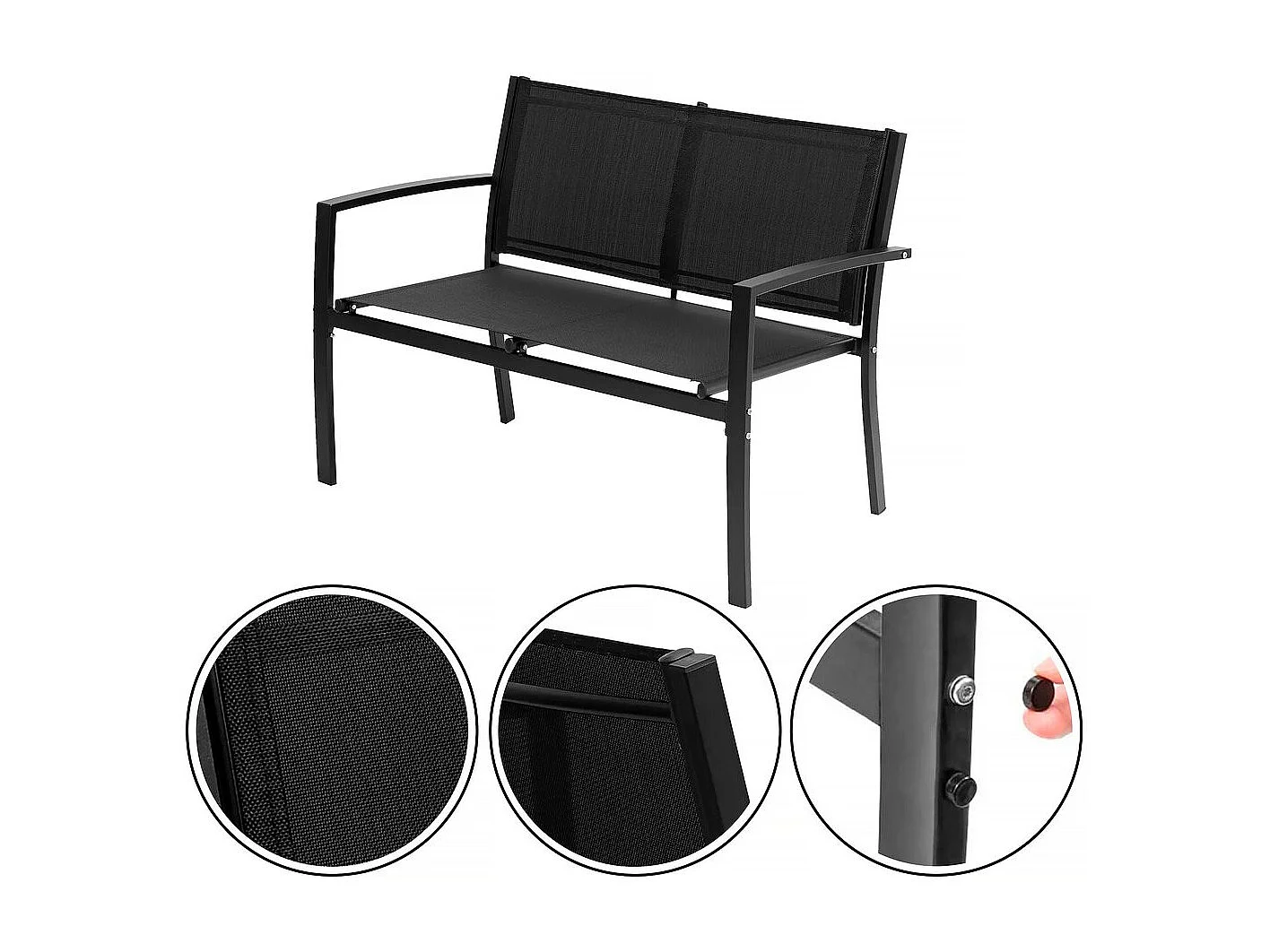 Salon de jardin bas "Lino" - 4 places  - Noir