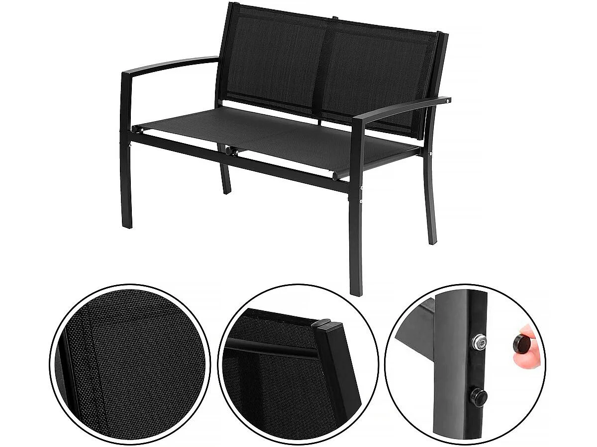 Salon de jardin bas "Lino" - 4 places  - Noir