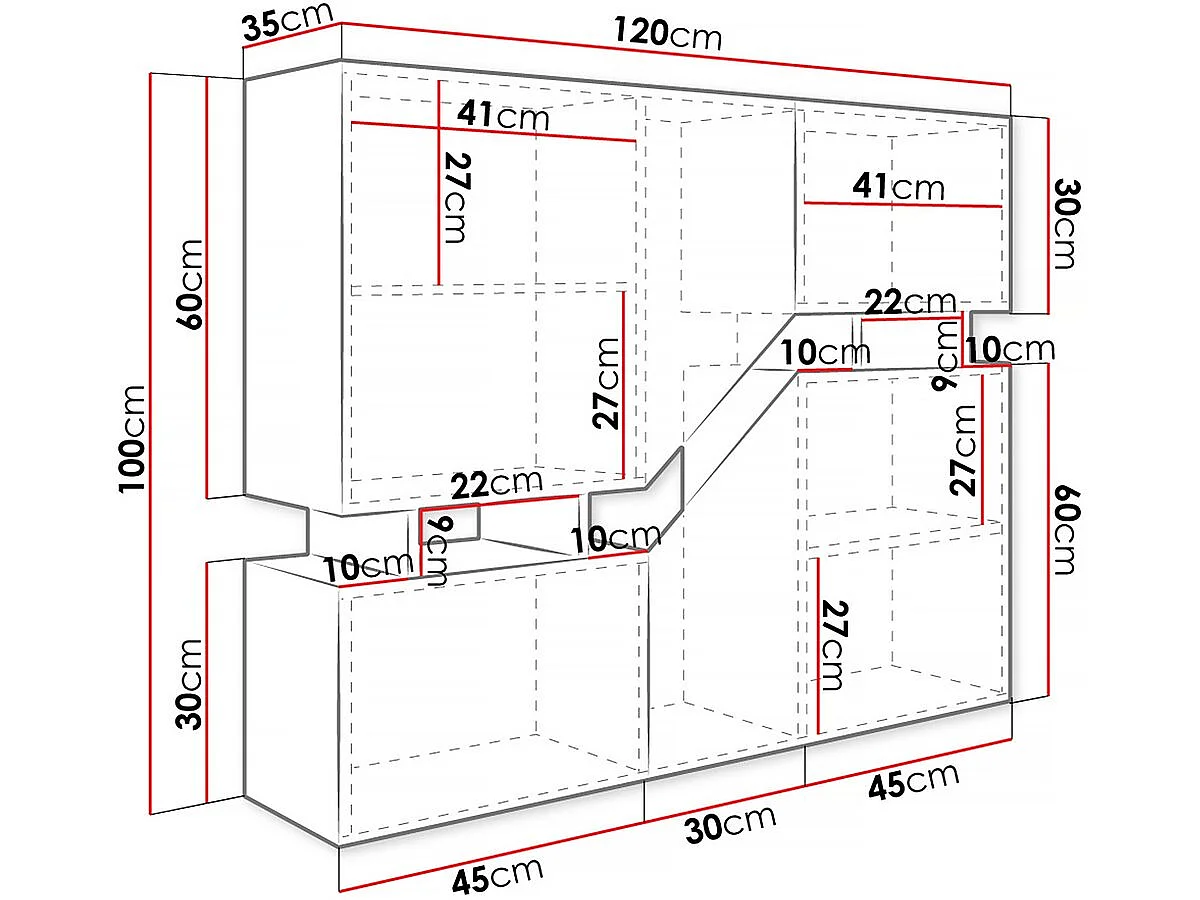 Buffet alto "Ceelias" - 120 x 32 x 100 cm - Blanco/Marrón