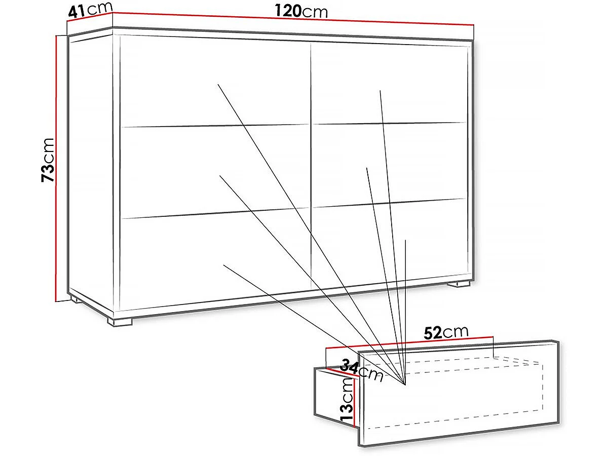 Commode - "Gesita" - 120 x 73 x 41 cm - Blanche