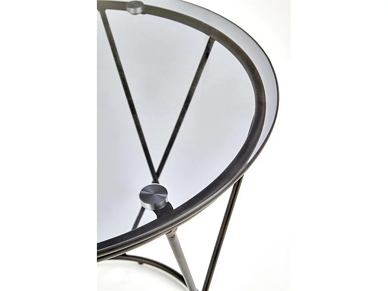 Table basse ronde 50 cm x 50 cm - Fumé/Noir