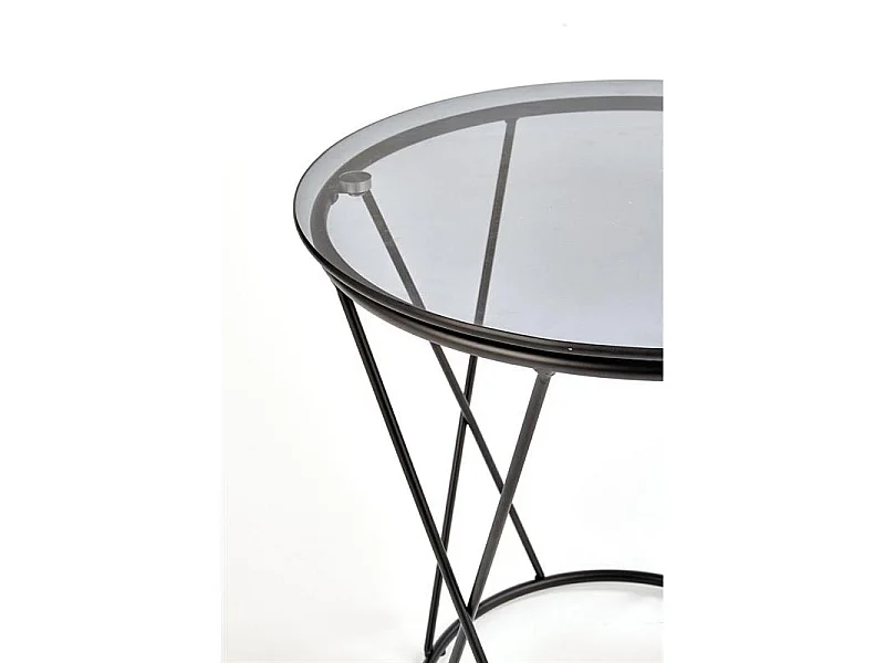 Table basse ronde 50 cm x 50 cm - Fumé/Noir