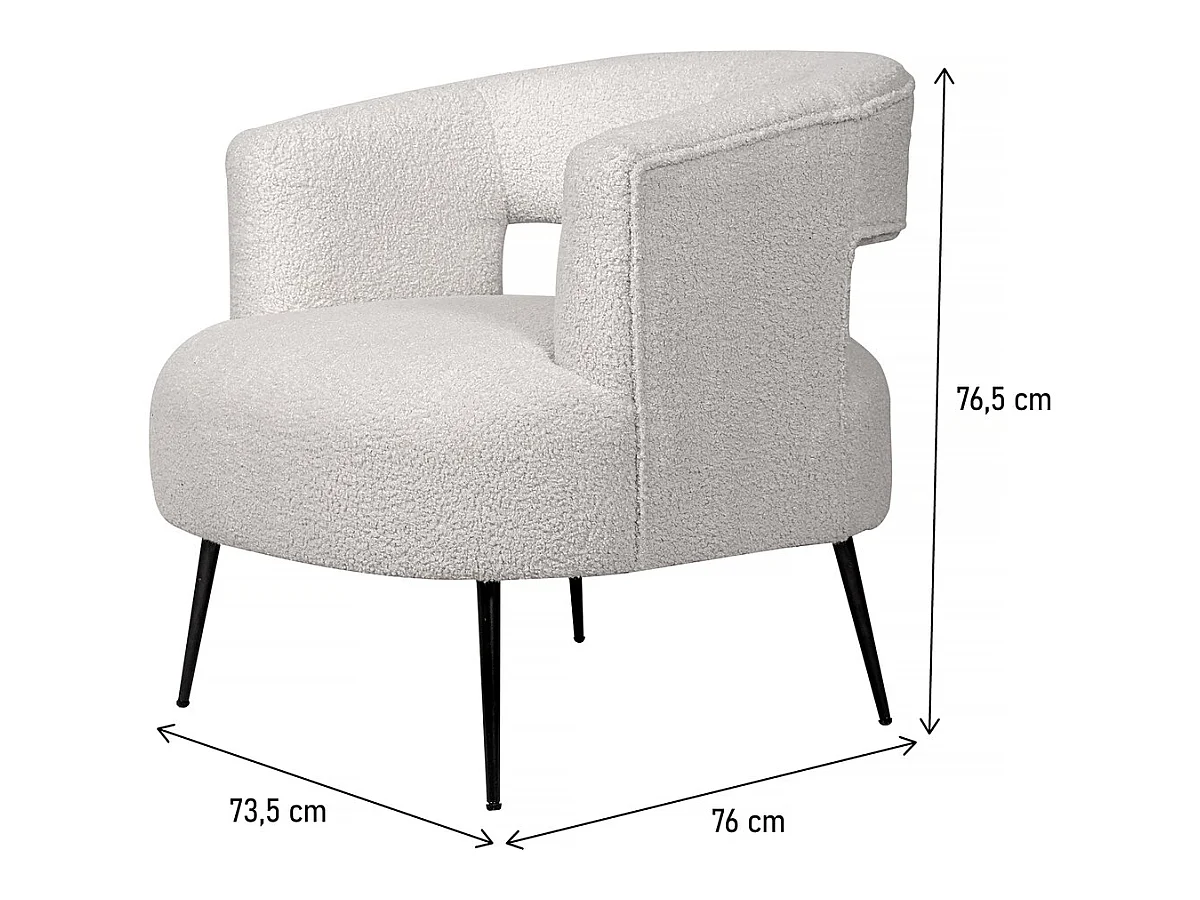 Fauteuil en tissu bouclette "iris" - Blanc