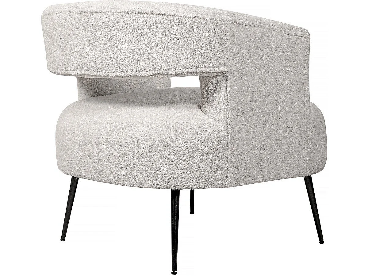Fauteuil en tissu bouclette "iris" - Blanc