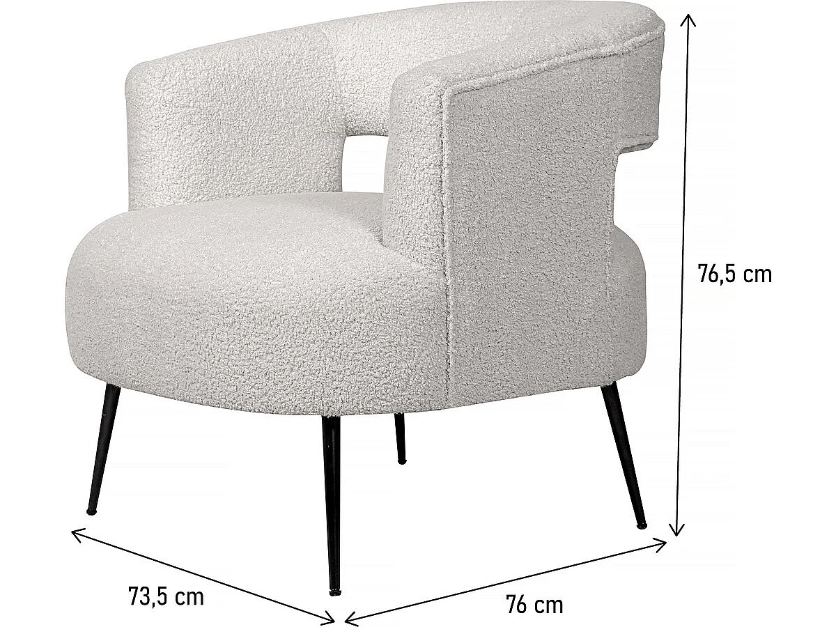 Stoel fauteuil bouclé stof "Iris" - Wit