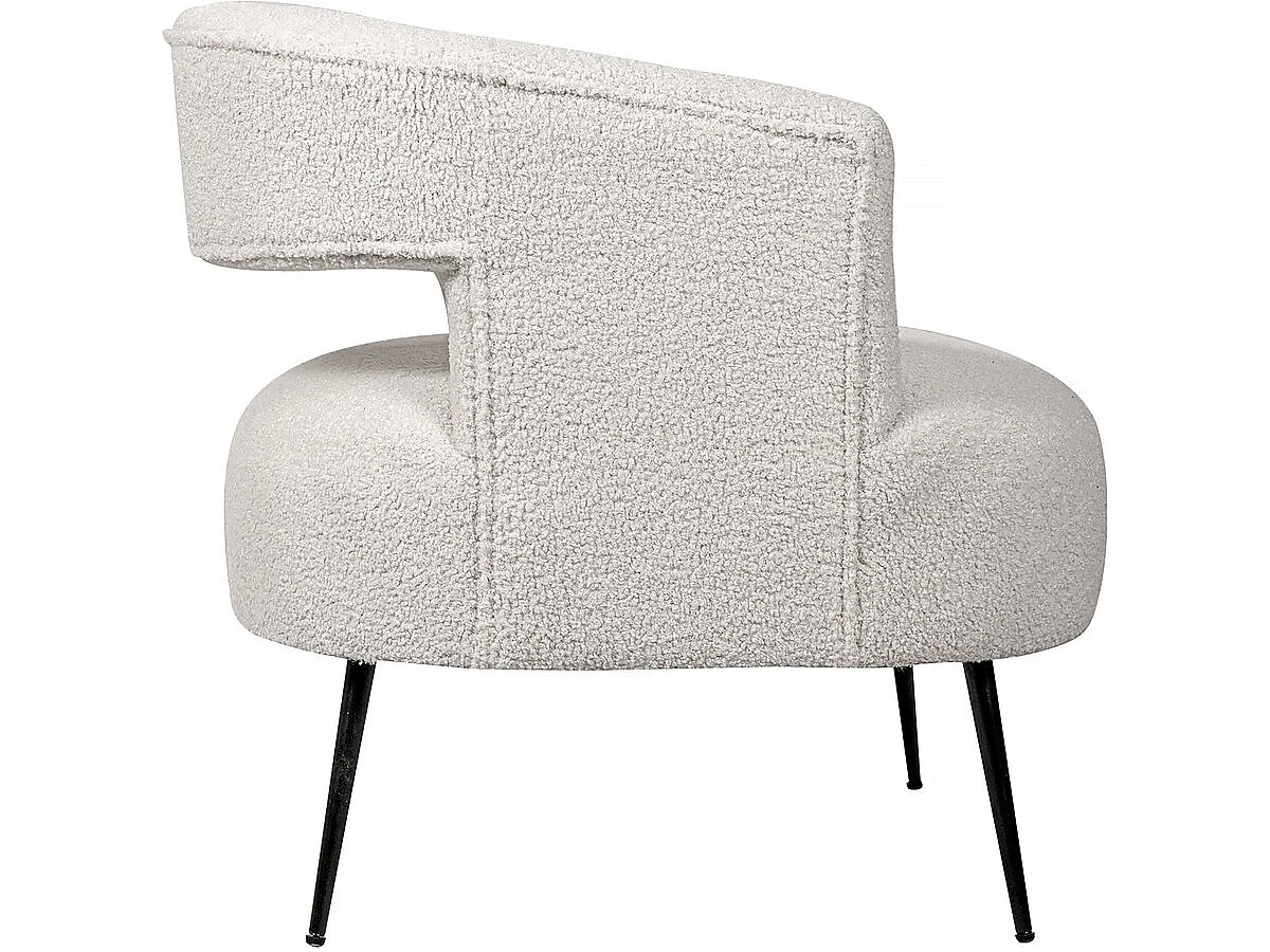 Stoel fauteuil bouclé stof "Iris" - Wit