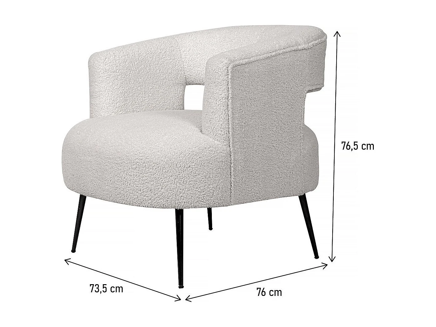 Fauteuil en tissu bouclette "iris" - Blanc
