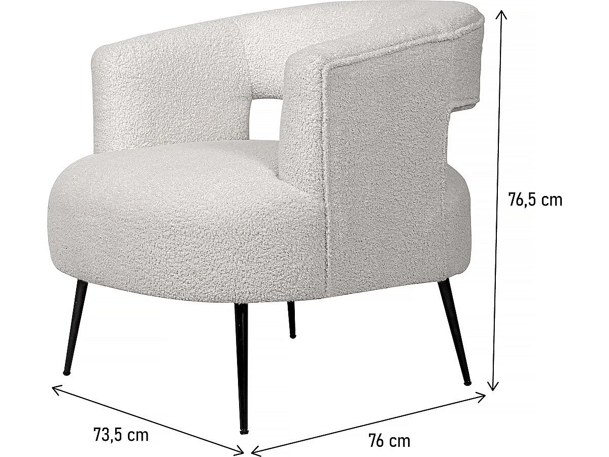 Fauteuil en tissu bouclette "iris" - Blanc