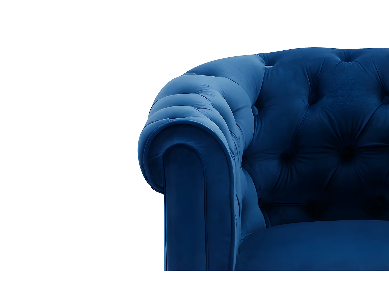 Sofá de 3+2 lugares em veludo cor azul real - CHESTERFIELD