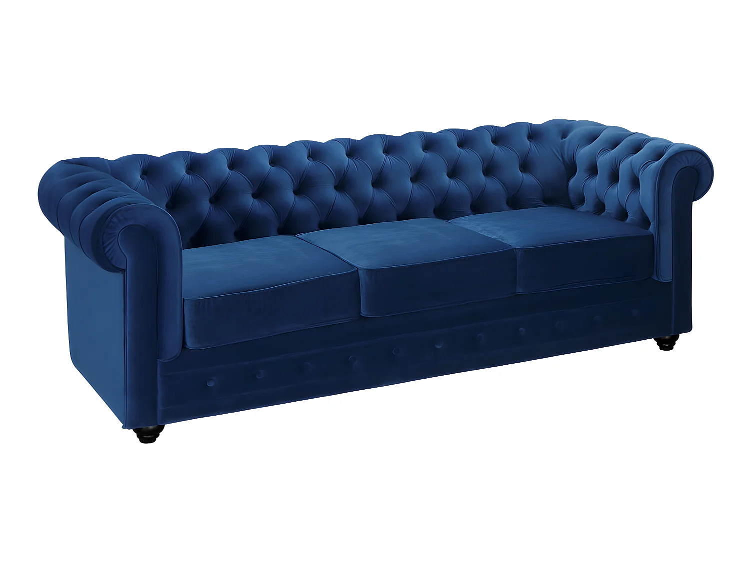 Canapés 3 places 2 places et un fauteuil CHESTERFIELD - Velours bleu roi