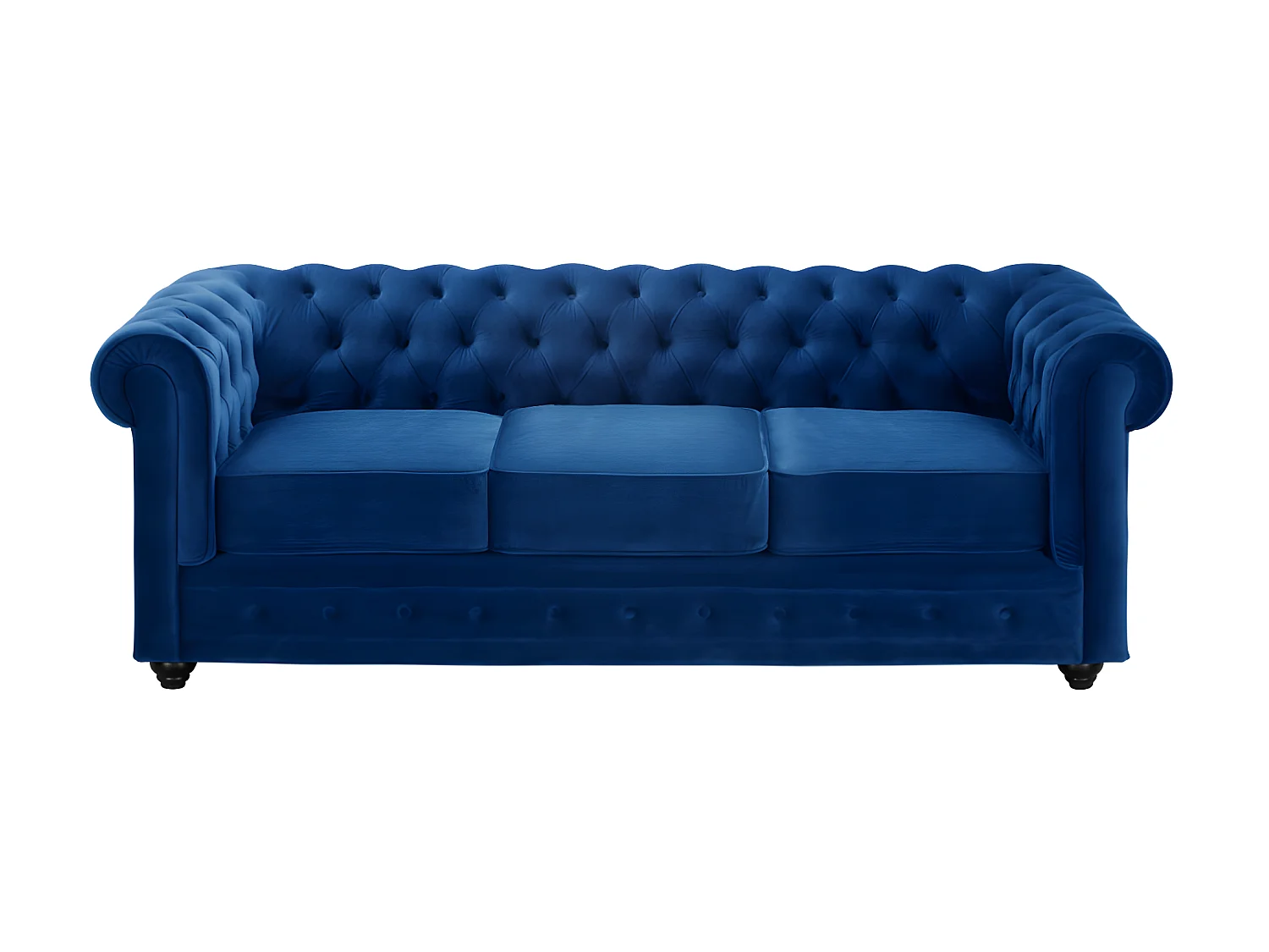 Canapés 3 places 2 places et un fauteuil CHESTERFIELD - Velours bleu roi