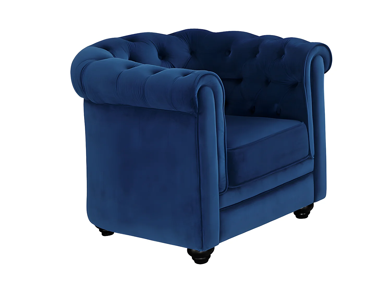 Canapés 3 places 2 places et un fauteuil CHESTERFIELD - Velours bleu roi