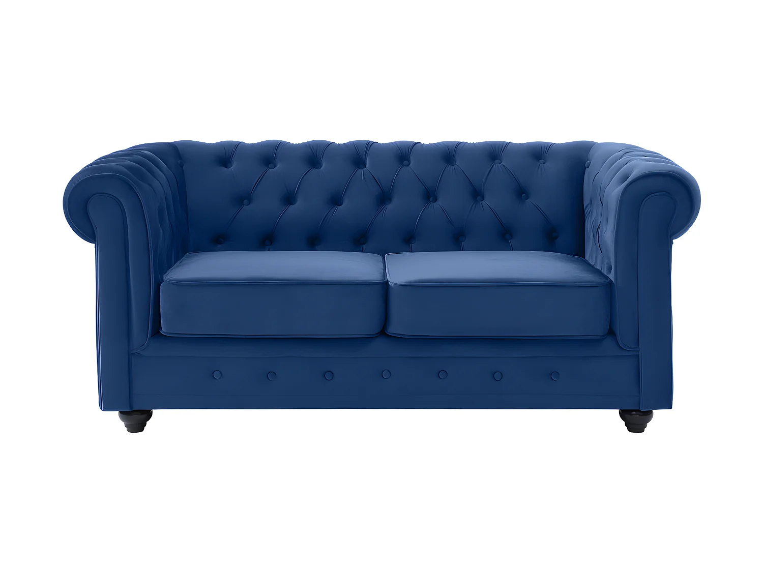 Canapés 3 places 2 places et un fauteuil CHESTERFIELD - Velours bleu roi