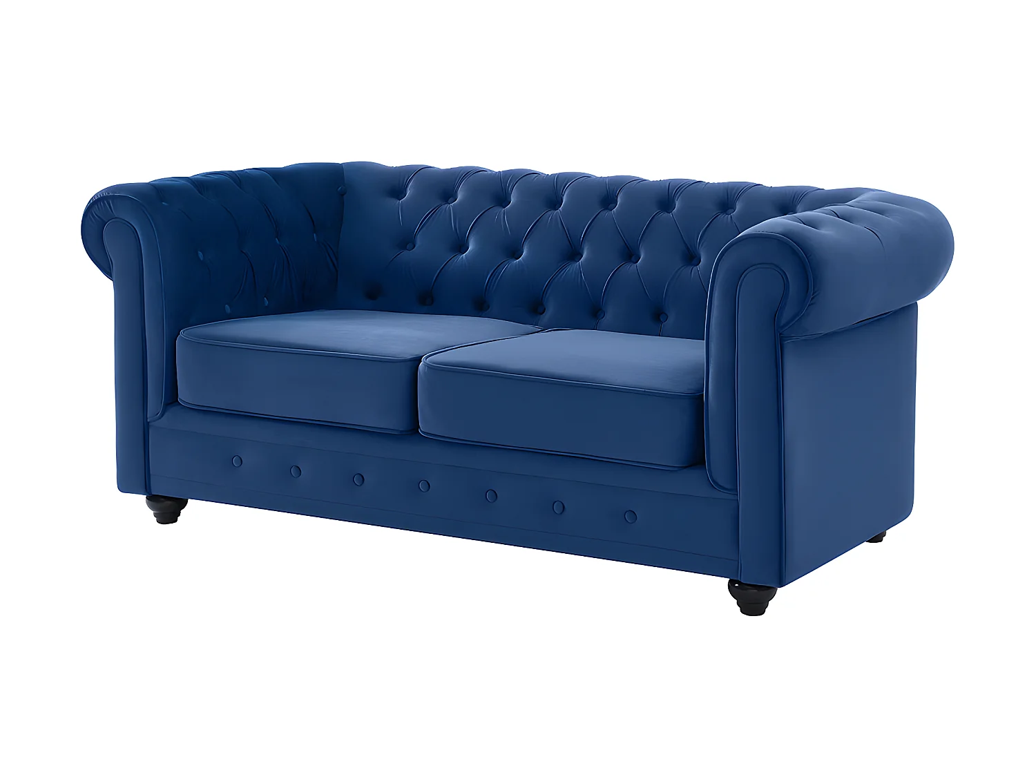 Canapés 3 places 2 places et un fauteuil CHESTERFIELD - Velours bleu roi