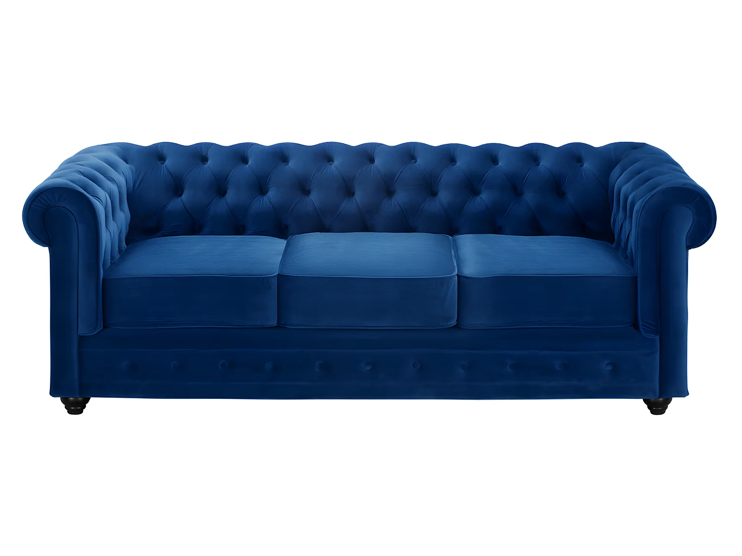 Canapés 3 places 2 places et un fauteuil CHESTERFIELD - Velours bleu roi