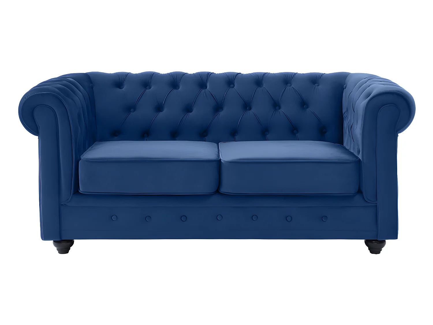 Canapés 3 places 2 places et un fauteuil CHESTERFIELD - Velours bleu roi