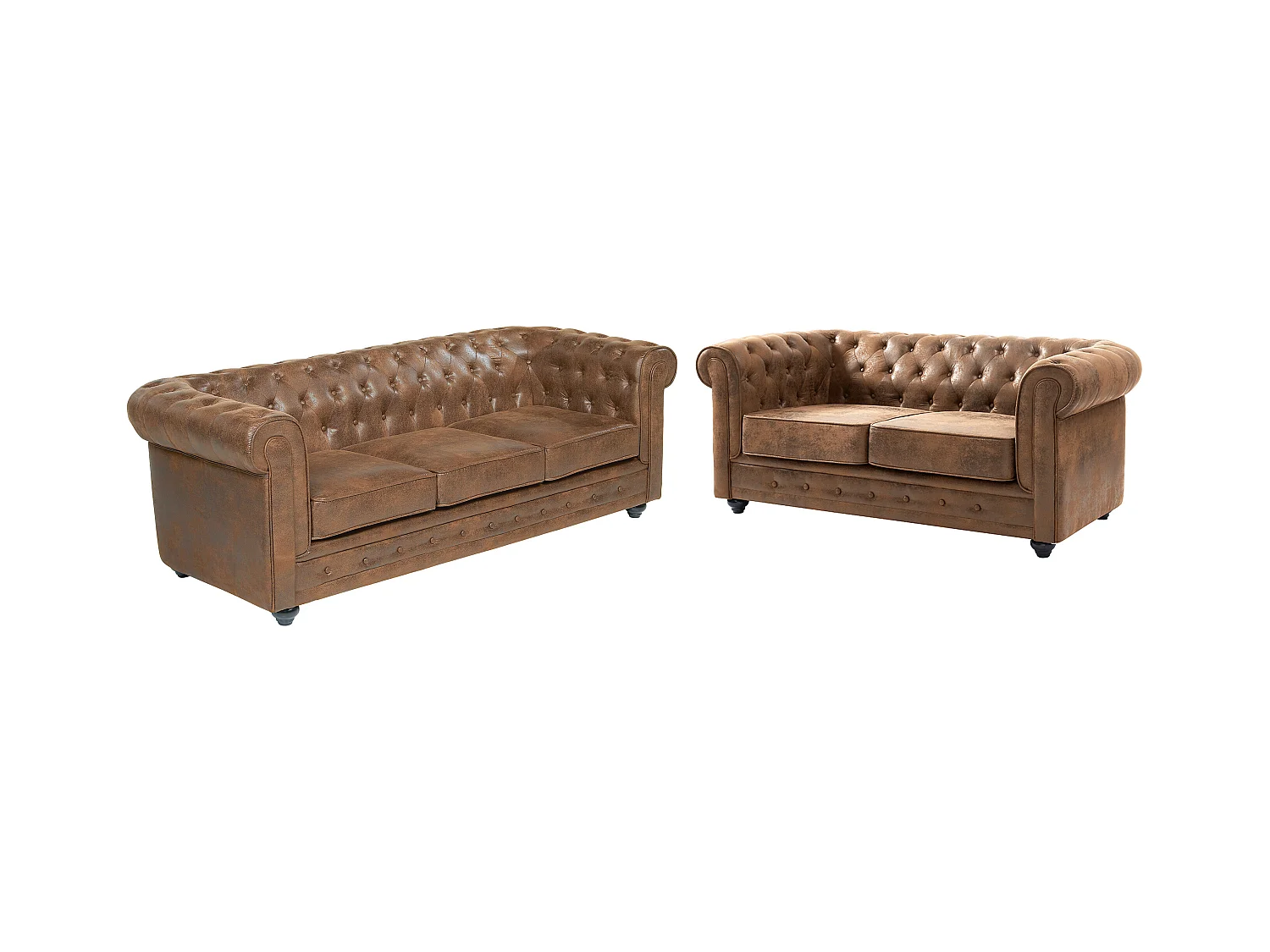 Couchgarnitur 3+2 - Microfaser - Vintage-Look - CHESTERFIELD