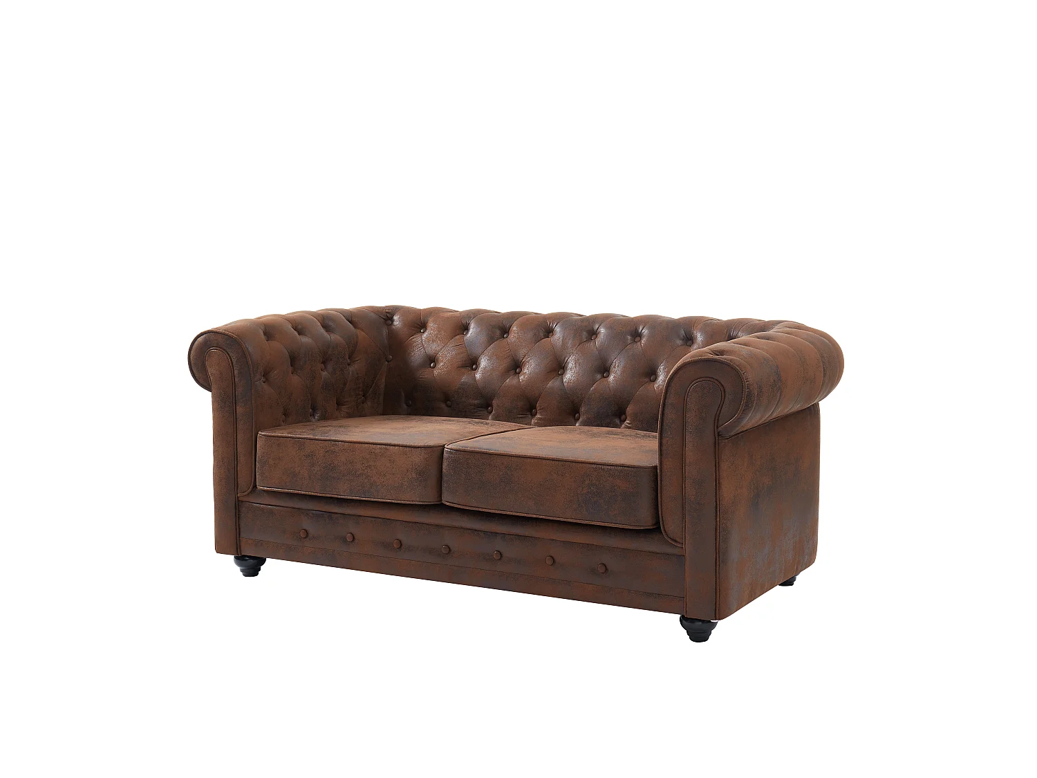 Bankstel en fauteuil CHESTERFIELD van microvezel met vintage look