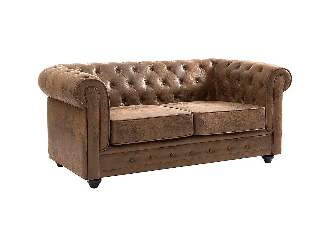 Canapés 3 places 2 places et un fauteuil CHESTERFIELD en microfibre aspect cuir vieilli