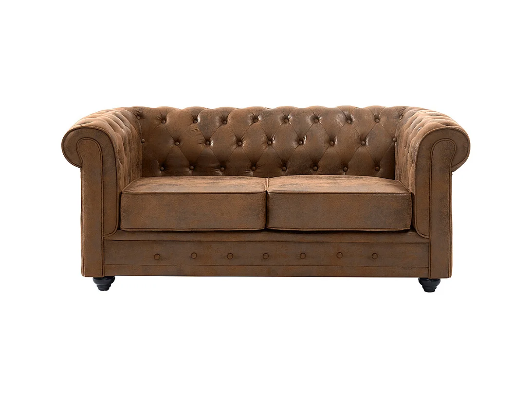 Canapés 3 places 2 places et un fauteuil CHESTERFIELD en microfibre aspect cuir vieilli