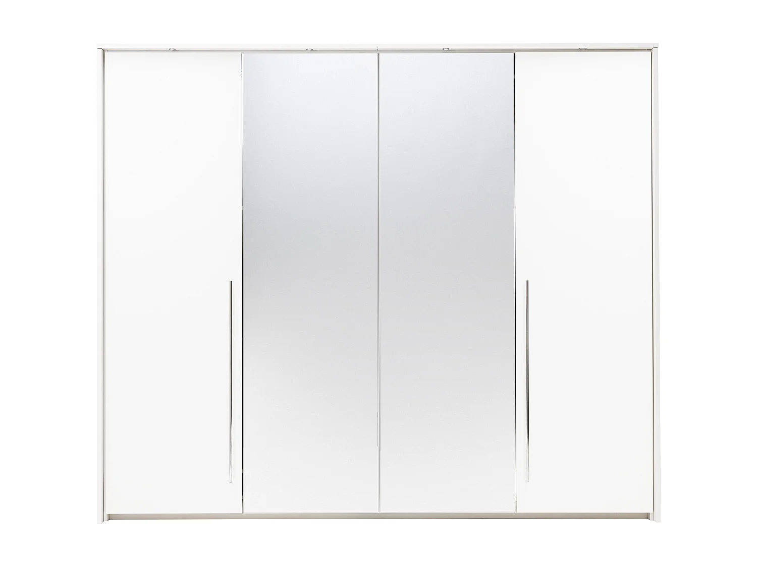 Kleiderschrank mit Spiegel & LEDs - B. 255 cm - Weiß - INGINA