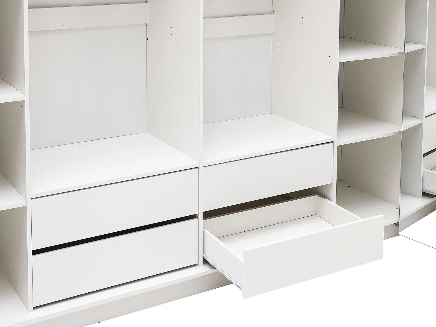 Kleiderschrank mit Spiegel & LEDs - B. 255 cm - Weiß - INGINA