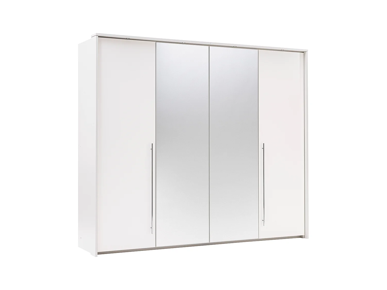Armadio 2 ante con specchio e LED L255 cm Bianco - INGINA