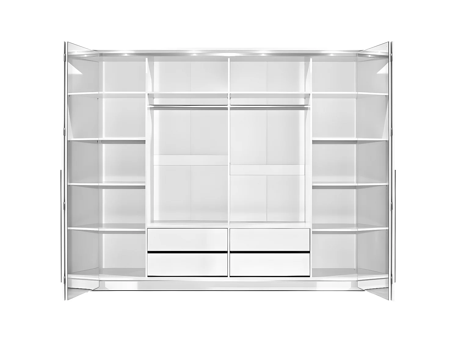 Armadio 2 ante con specchio e LED L255 cm Bianco - INGINA