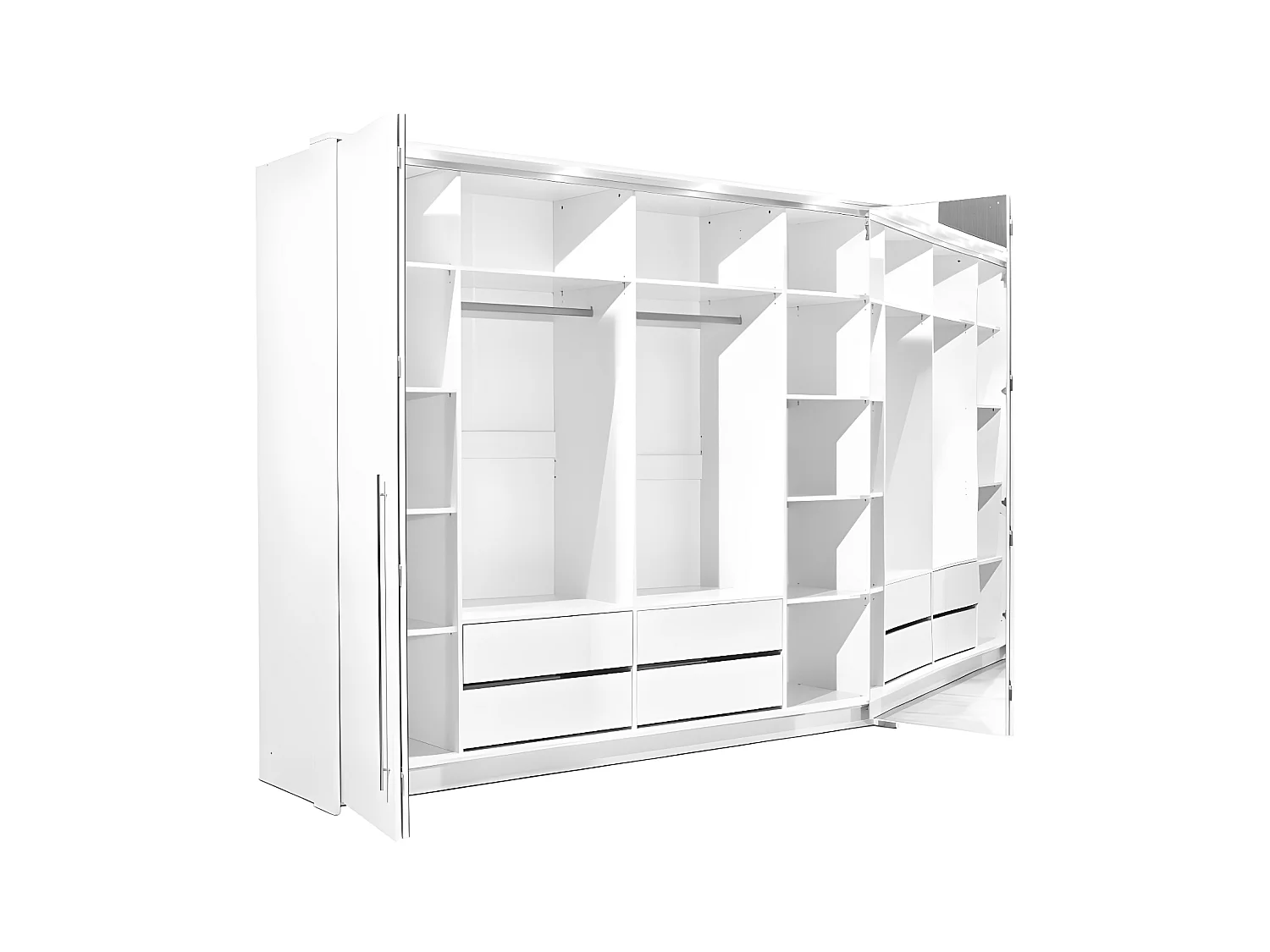 Armadio 2 ante con specchio e LED L255 cm Bianco - INGINA