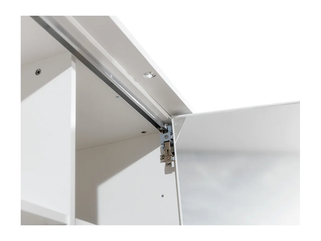 Armadio 2 ante con specchio e LED L255 cm Bianco - INGINA