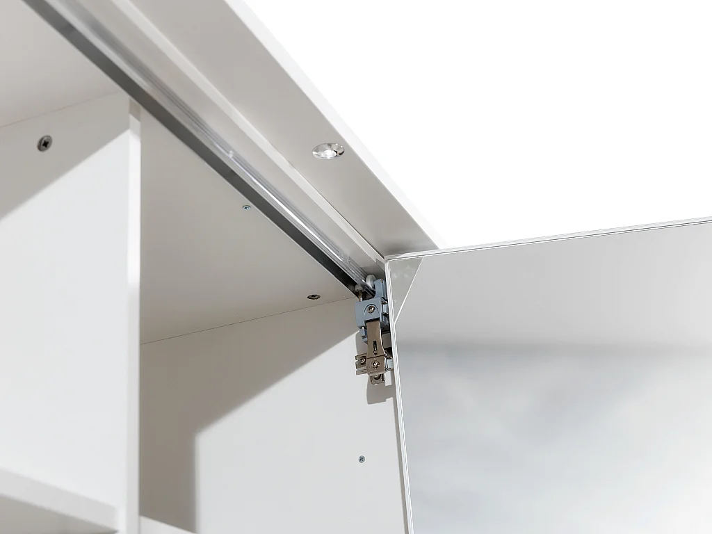 Armoire 2 portes - Avec miroir et LEDs - L255 cm - Blanc - INGINA