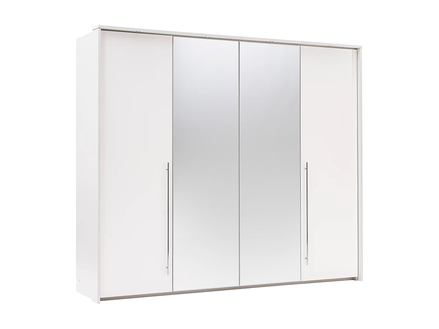 Armoire 2 portes - Avec miroir et LEDs - L255 cm - Blanc - INGINA