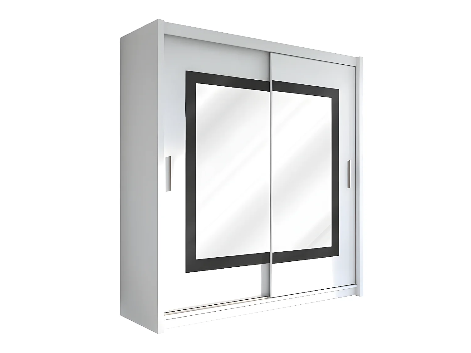Armadio 2 ante scorrevoli con specchio L203 cm - Colore: Bianco - AUTLAN
