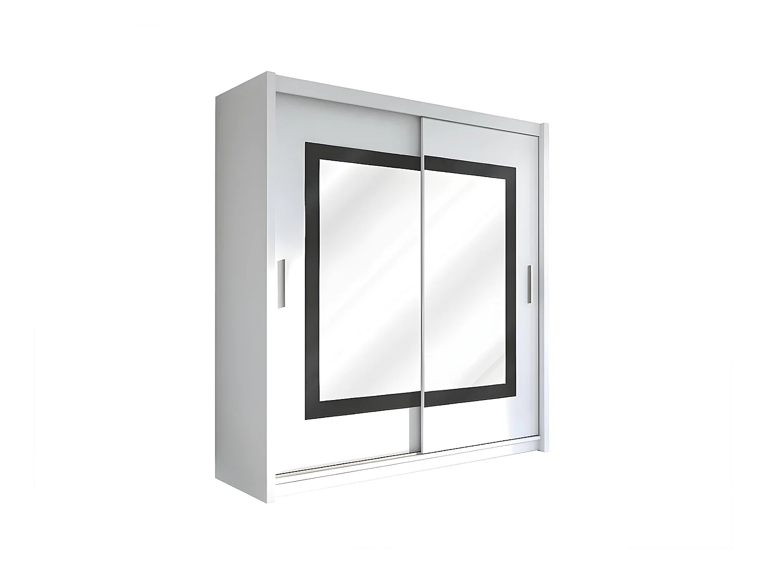 Armario 2 puertas correderas - Con espejo - 203 cm - Color: Blanco - AUTLAN