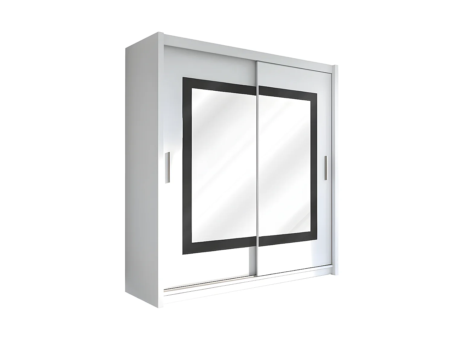 Armario 2 puertas correderas - Con espejo - 203 cm - Color: Blanco - AUTLAN