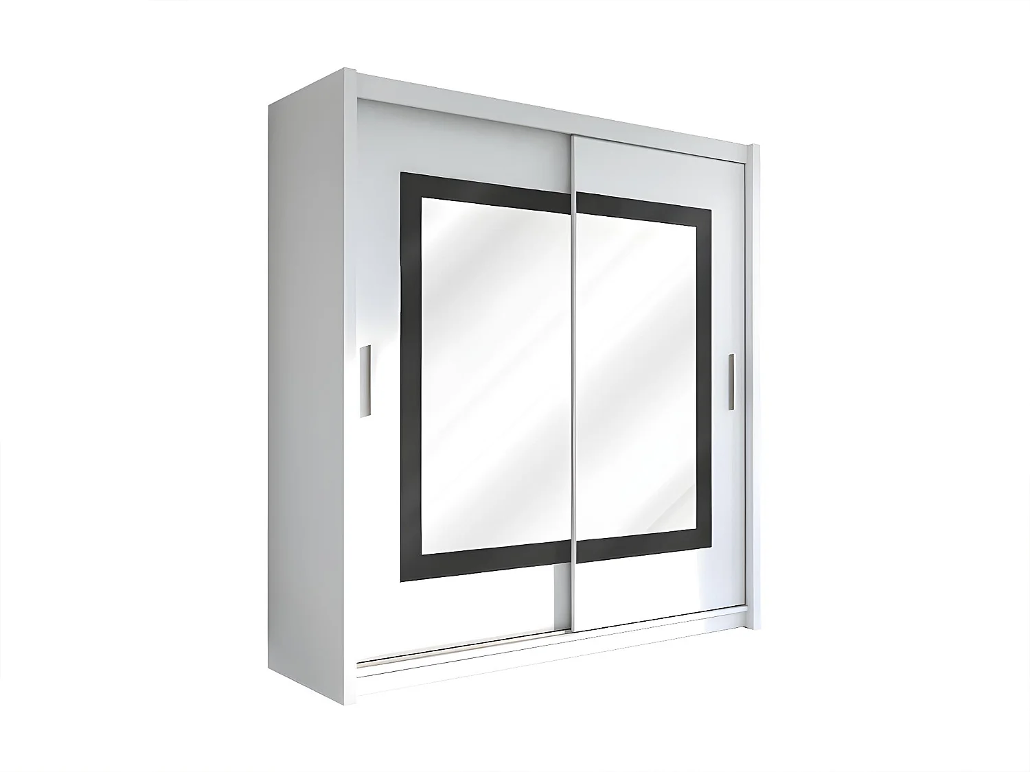 Kast met 2 schuifdeuren - met spiegel - L. 203 cm - Kleur: wit - AUTLAN