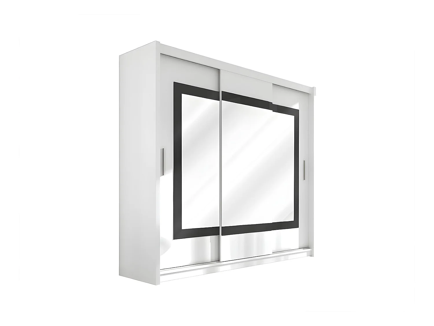 Kleiderschrank mit Spiegel - 3 Schiebetüren - B. 250 cm - Weiß - AUTLAN