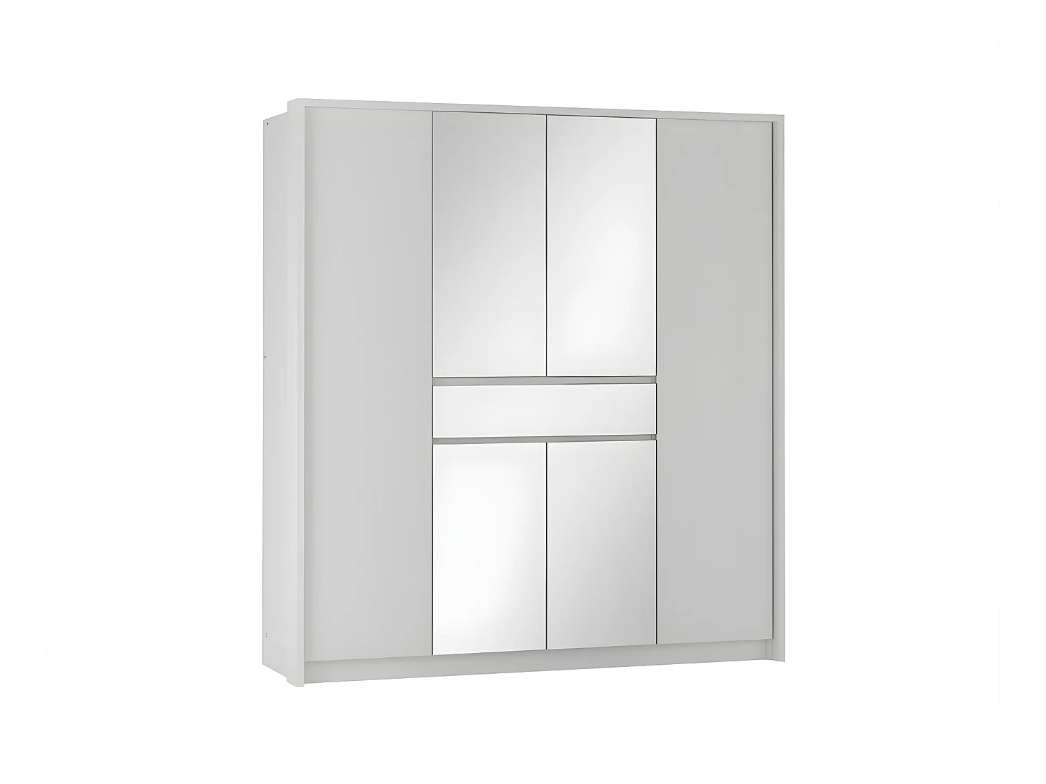 Armadio 6 ante e 1 cassetto con specchio L200 cm Bianco - ZADIA